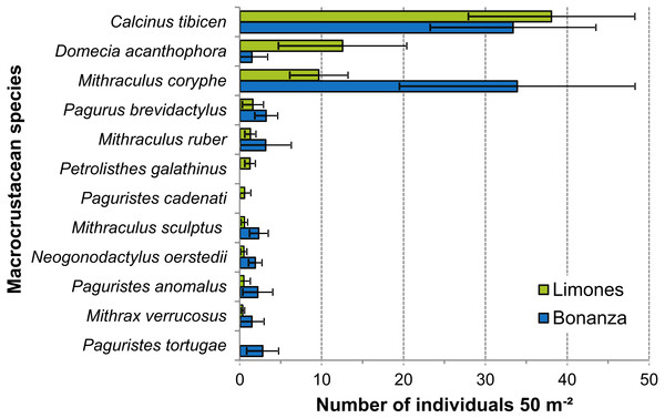 Density of macrocrustaceans per reef.