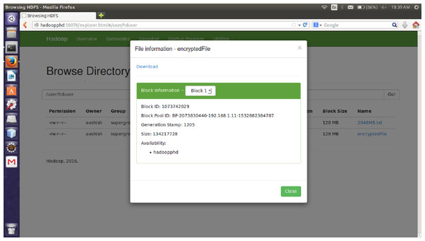 Size of Block one after Encryption.