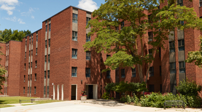 Large, red-brick student residence building