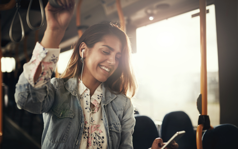 McMaster student riding bus