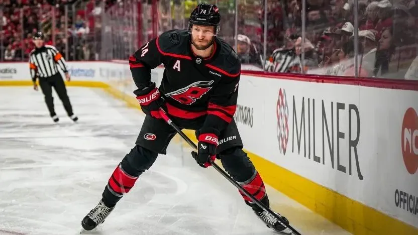 Carolina's Slavin hits top skating speed for a d-man this season