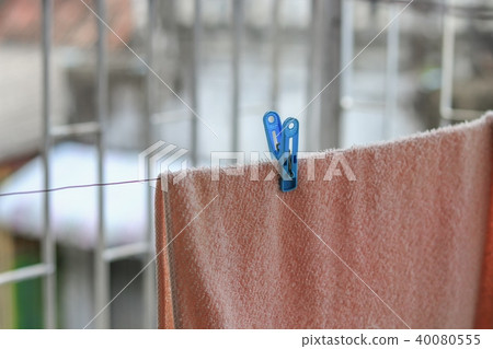 Plastic clothespin pin Close up 40080555