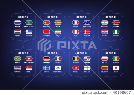 Football World championship groups. Nations flags 40198667