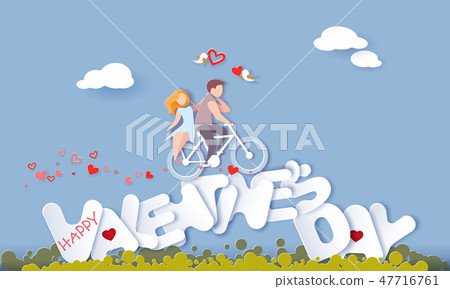 Valentines day card with couple in love heart 47716761