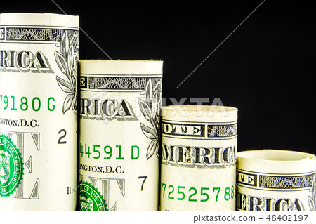 falling steps made of one american dollar bills 48402197