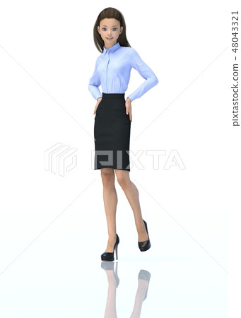 Posing business woman female perming3DCG Illustration material 48043321