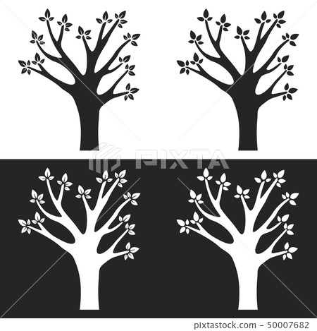 Set of tree silhouettes with branches 50007682