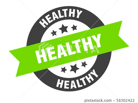 healthy sign. healthy black-green round ribbon 58302422