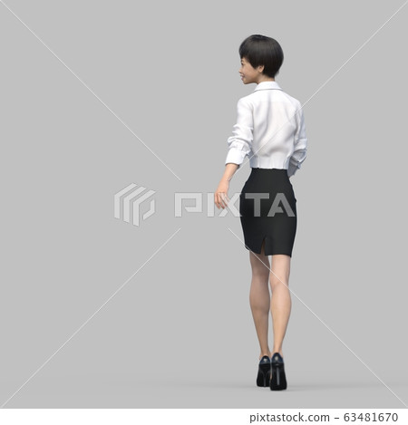 Walking business suit woman perming3DCG illustration material 63481670