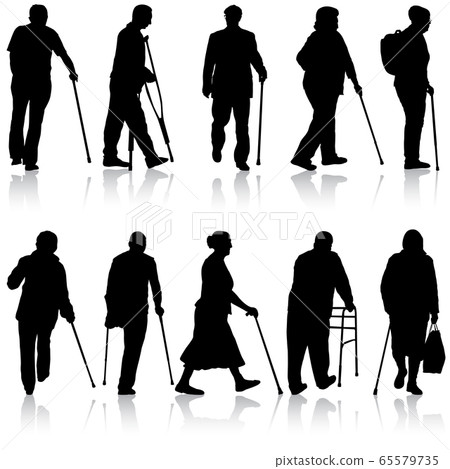 Set ilhouette of disabled people on a white 65579735