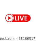 Live Stream sign. Red symbol, button of live 65166517