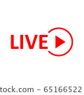 Live Stream sign. Red symbol, button of live 65166522