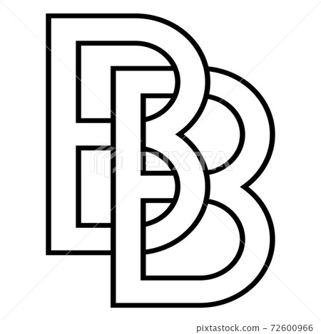 Logo sign bb and 2 b icon sign two interlaced letters b vector logo bb, first capital letters 72600966