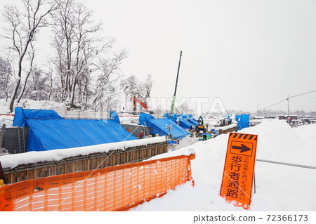 Winter waterway construction site 72366173