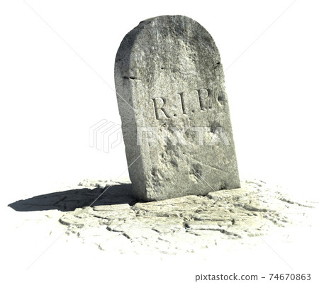 gravestone on the white background 74670863