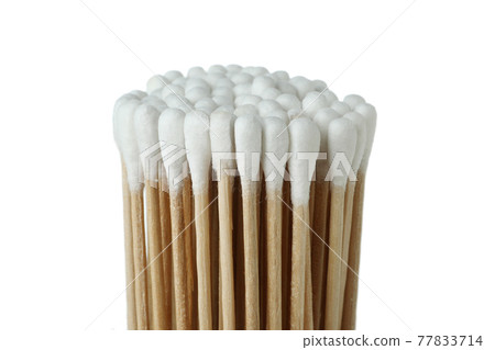 Wooden cotton swabs isolated on white background 77833714