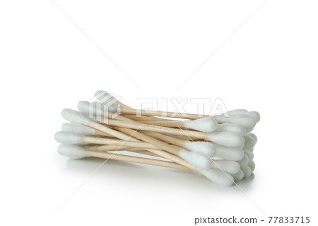 Heap of cotton swabs isolated on white background 77833715