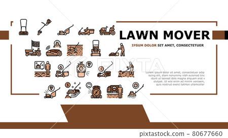 Lawn Mower Equipment Landing Header Vector 80677660