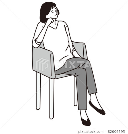 Illustration of a woman sitting in a chair and thinking 82006595