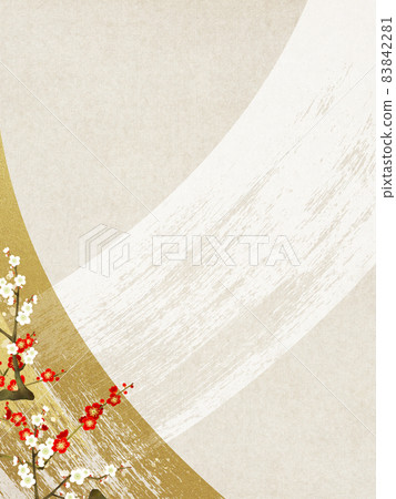 Japanese style background of plum and Japanese paper 83842281