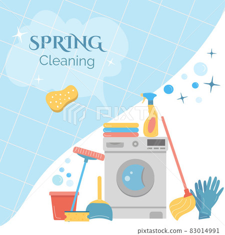 Banner with supplies for spring cleaning 83014991