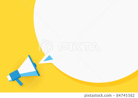 Flat megaphone with speech bubble and phrase 84745382