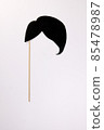 Black head hair shape paper die cut selfie portrait party fun paper prop sticker stick on white background 85478987