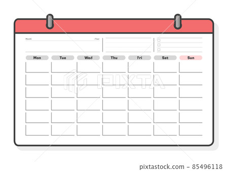 No date, no year calendar template - Monthly calendar starting on Monday - To-do list 85496118