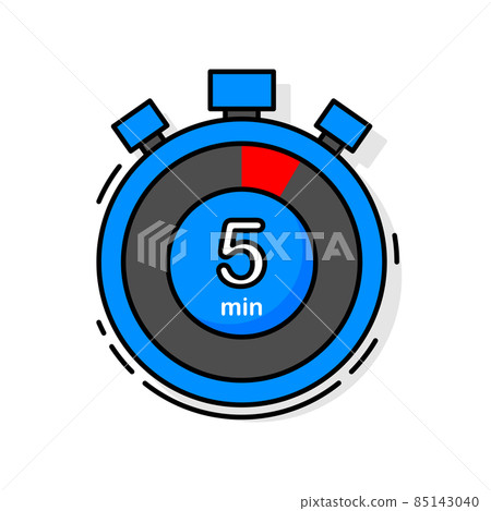 5 minutes left. Timer, clock, stopwatch isolated icon. Note the cooking time. Vector illustration. 85143040