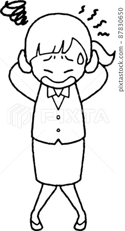 Illustration of a young business woman wearing a worried vest and skirt 87830650