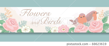 Flower and bird frames, banners. Vector illustration material 88623619