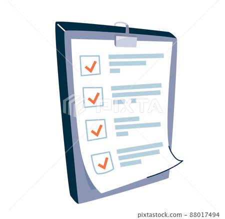 Checklist vector illustration background. Work document for check brief in flat simple cartoon style isolated on white 88017494