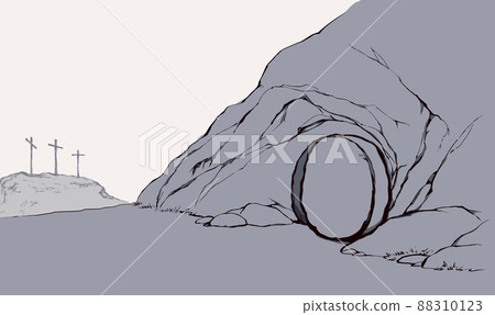 Tthe tomb of Christ . Vector drawing 88310123