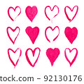 Pink elements set for Valentines design. Heart romantic illustration isolated on white background. 92130176