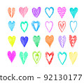 Colorful hand drawn marker hearts isolated on white background 92130177