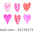 Colorful red and pink marker hearts isolated on white background 92130173