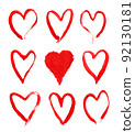 Assorted different red frame hearts. Love symbol elements 92130181