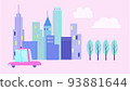 Fun cityscape and pink car 93881644