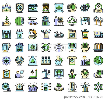 Ecologist icons set line color vector 93330630