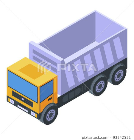 Unloading tipper icon, isometric style 93342531