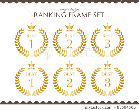 Golden laurel crown ranking icon set 95594500