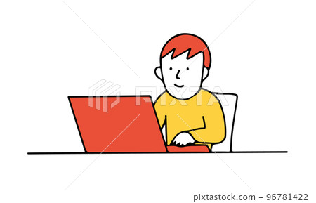 Illustration of a person heading to a laptop 96781422