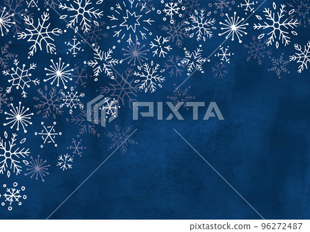 Hand drawn snowflakes and night watercolor background 96272487