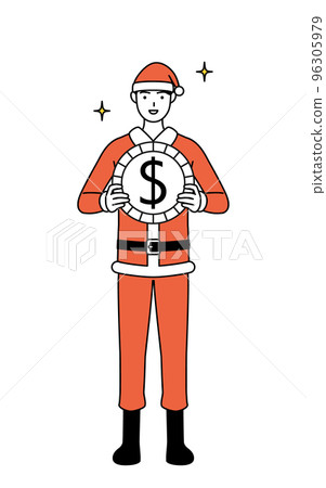 Image of exchange gains and strong dollar, men in Santa Claus 96305979