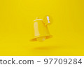 Yellow notification bell with icon new notification. 3d rendering illustration 97709284