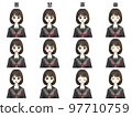 Women's sailor winter clothes Different facial expression illustration set 97710759