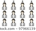 A woman in a suit, different facial expression illustration set of emotions 97966139