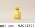 Money bag with icon dollar currency on background 98013299