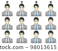 A man in a suit, different facial expression illustration set of emotions 98013615