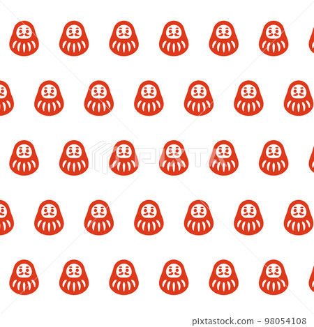 Cute daruma seamless pattern _ red daruma white background square 98054108